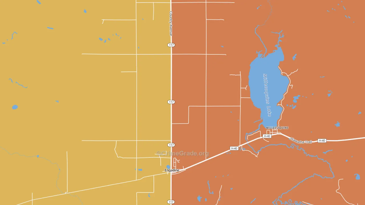 Engadine, MI Map of Vandalism Rates