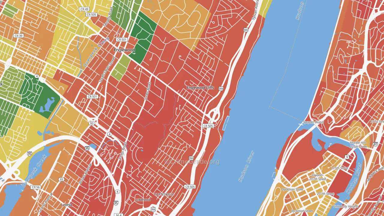 Englewood Cliffs, NJ Map of Vandalism Rates