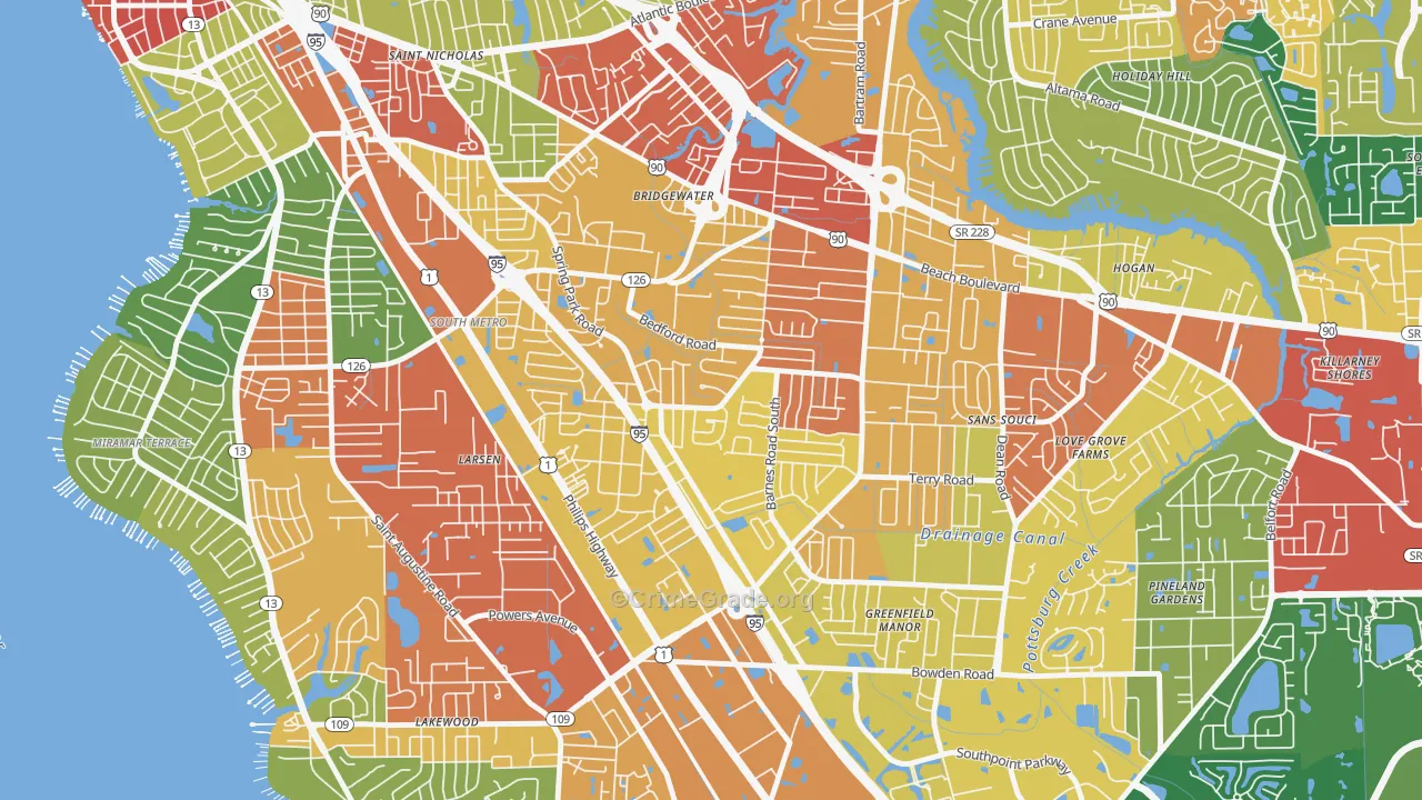 Englewood, Jacksonville, FL Map of Vandalism Rates