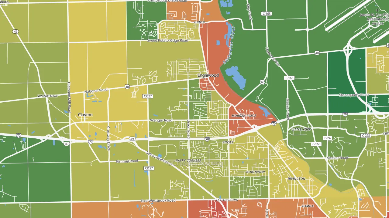 Englewood, OH Map of Vandalism Rates