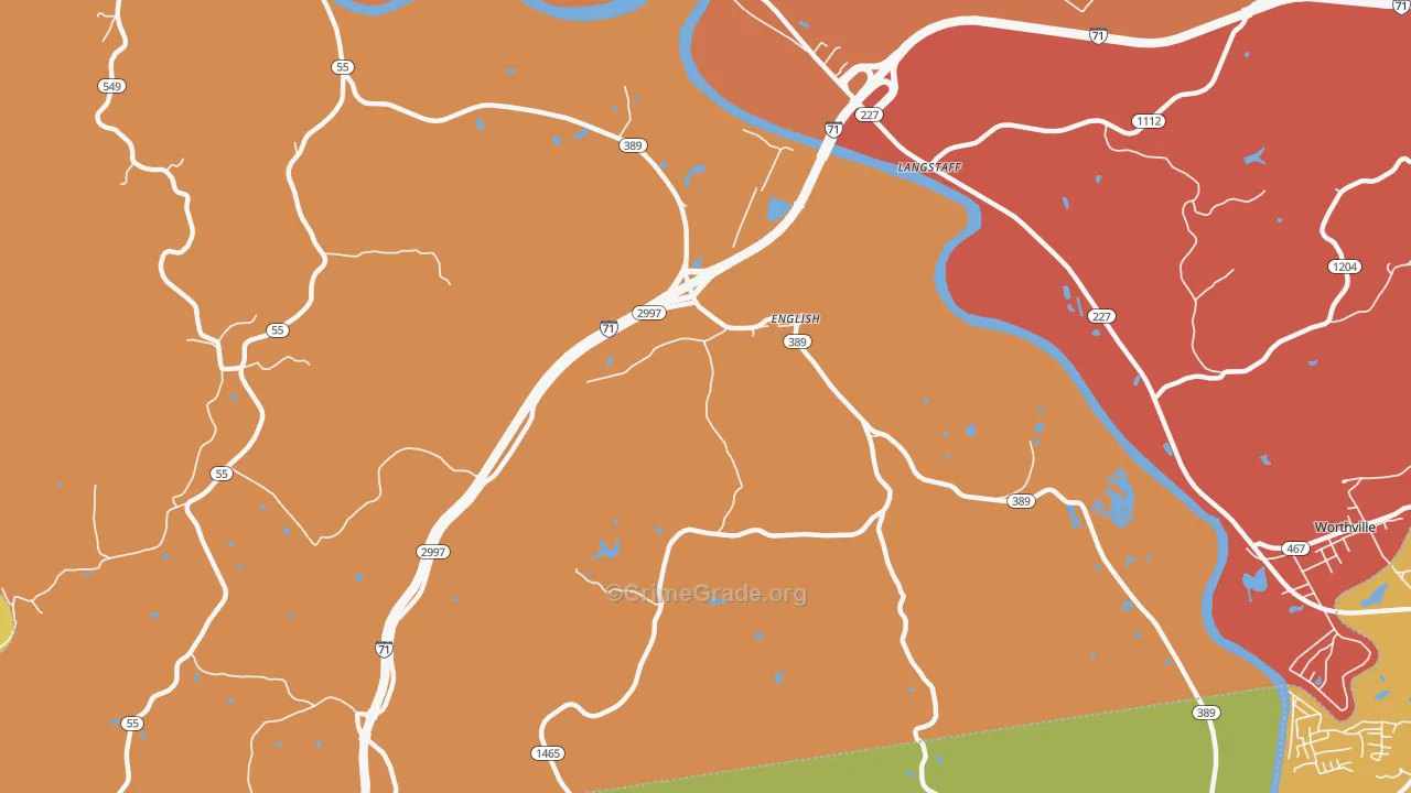 English, KY Map of Vandalism Rates