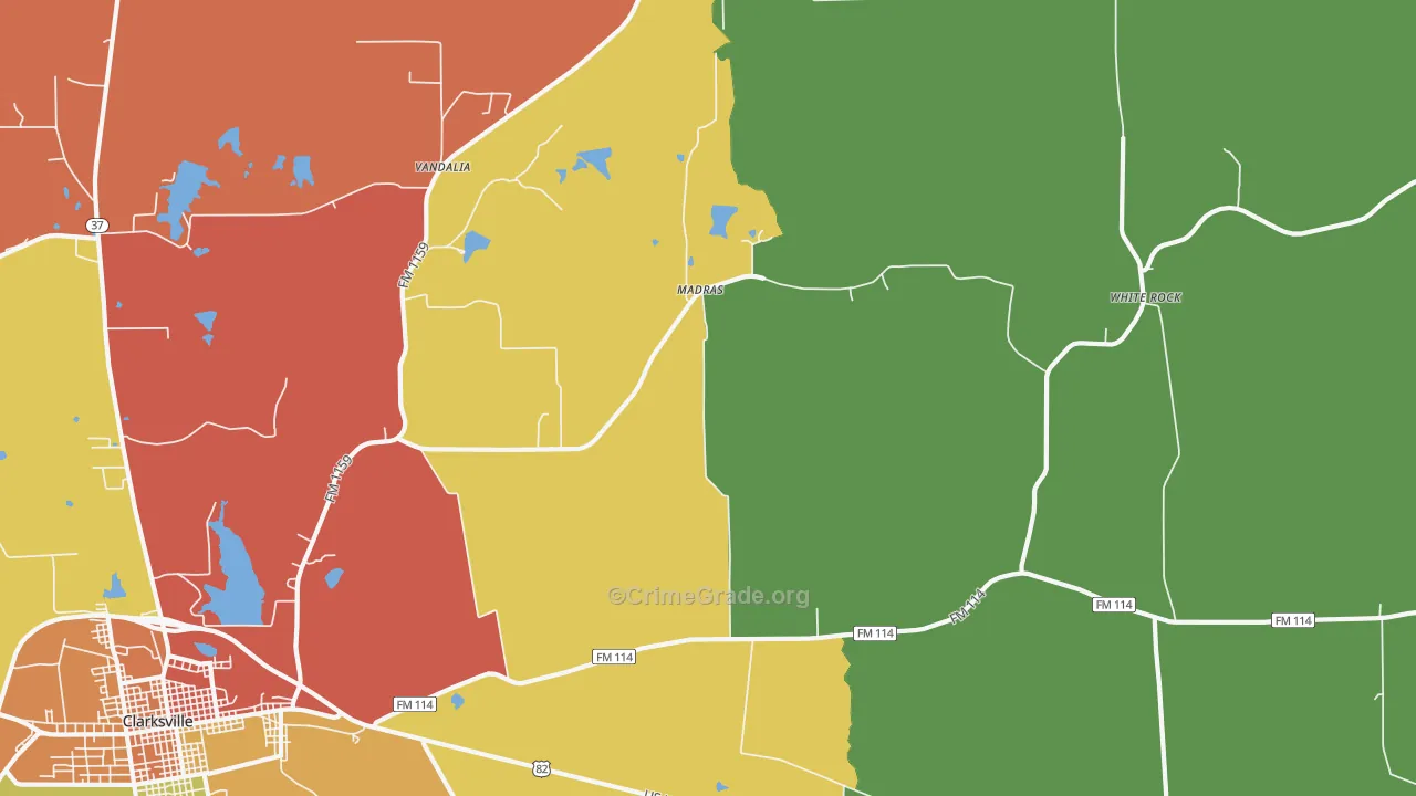 English, TX Map of Vandalism Rates
