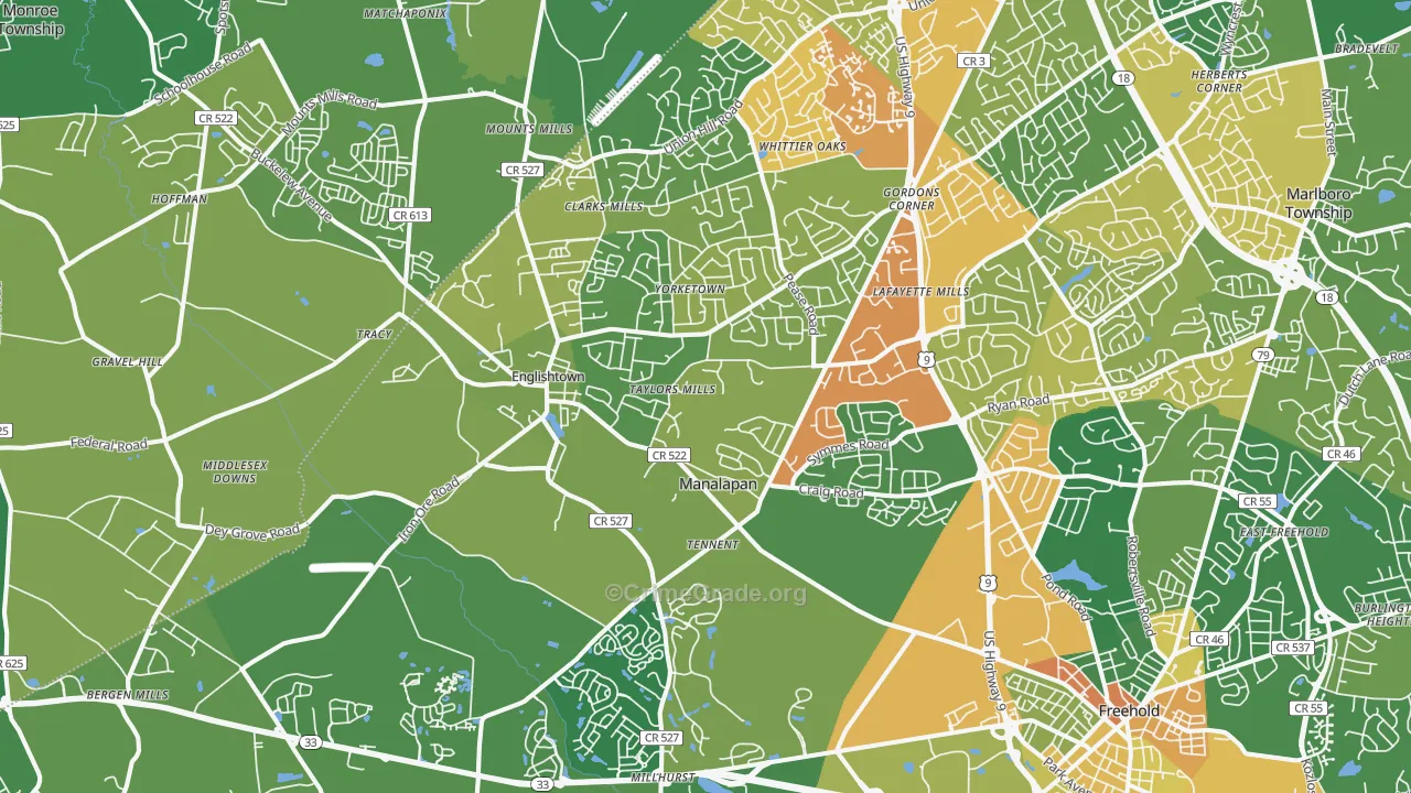 Englishtown, NJ Map of Vandalism Rates
