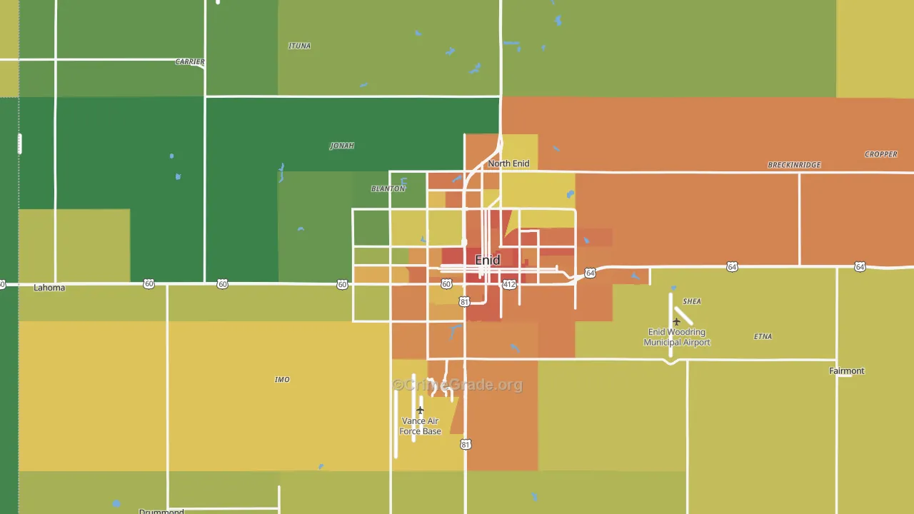 Enid, OK Map of Vandalism Rates
