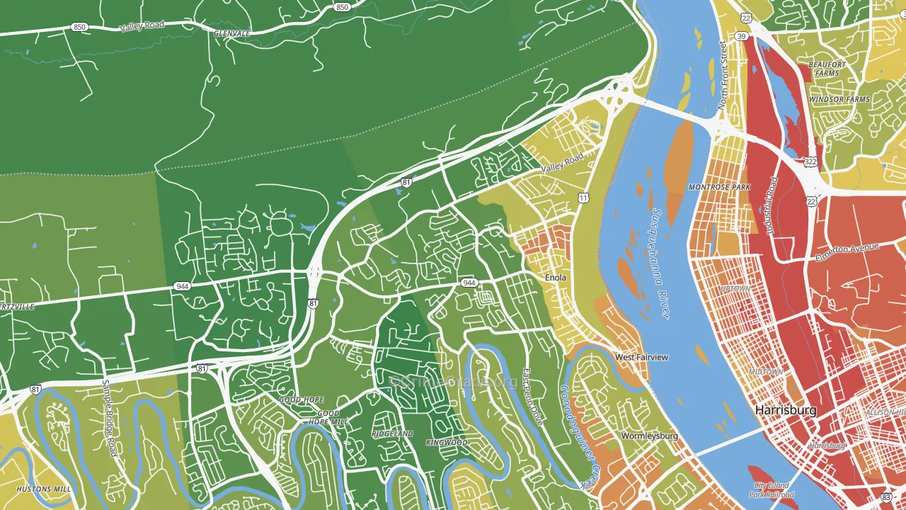 Enola, PA Map of Vandalism Rates