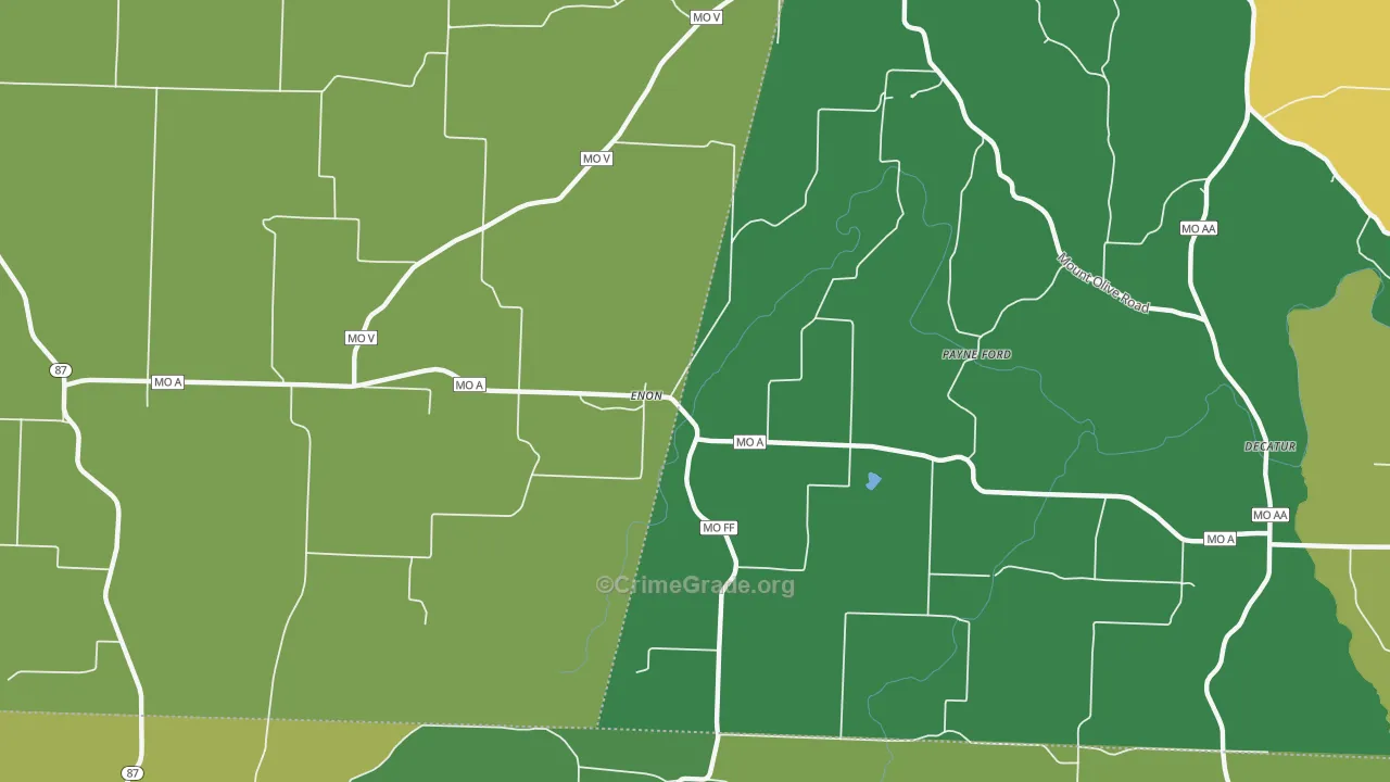 Enon, MO Map of Vandalism Rates