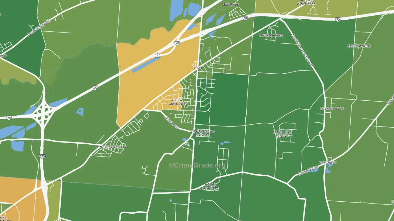 Enon, OH Map of Vandalism Rates