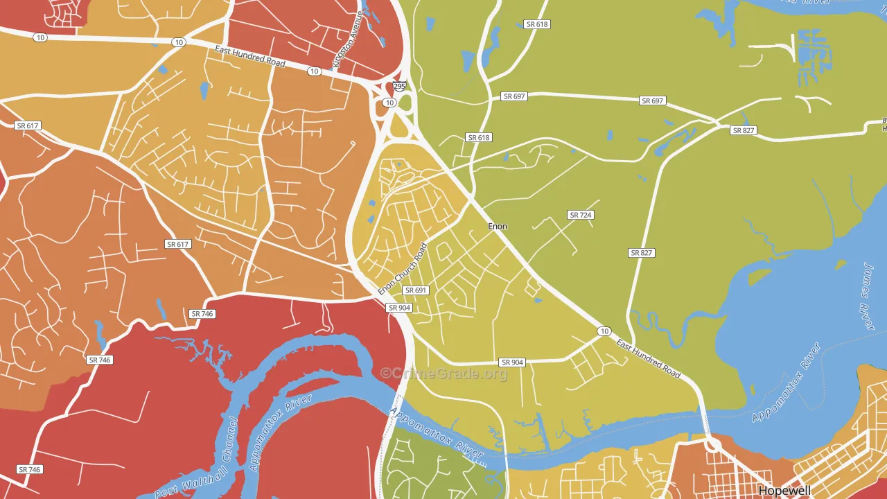 Enon, VA Map of Vandalism Rates