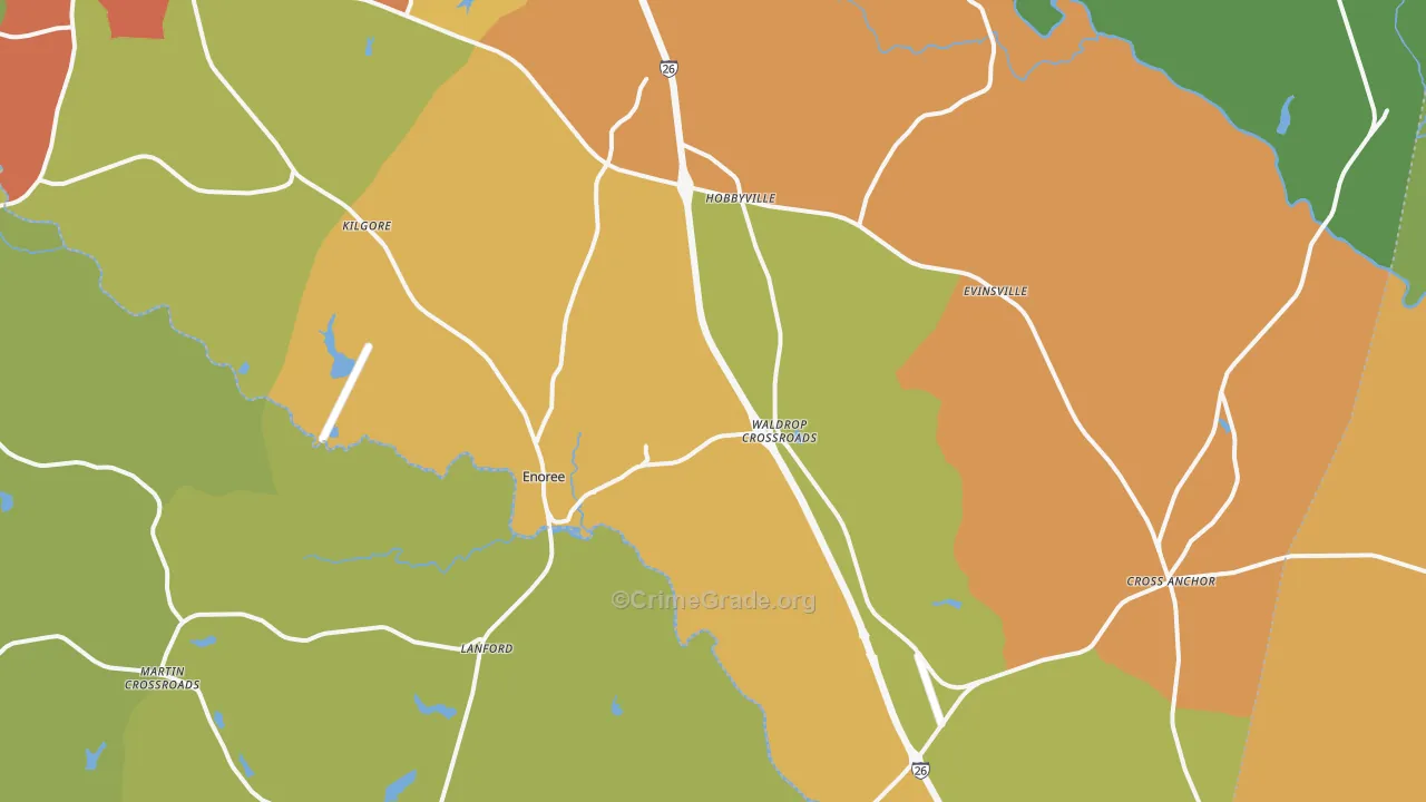Enoree, SC Map of Vandalism Rates