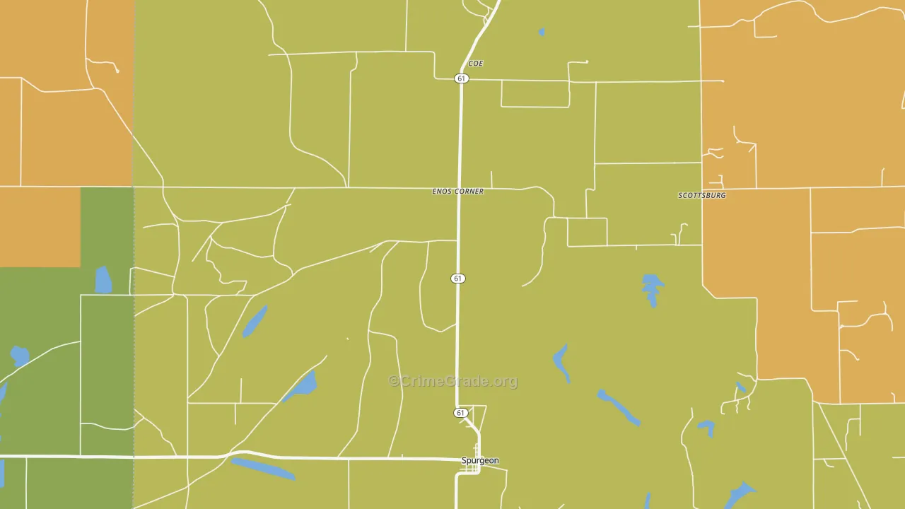 Enos Corner, IN Map of Vandalism Rates