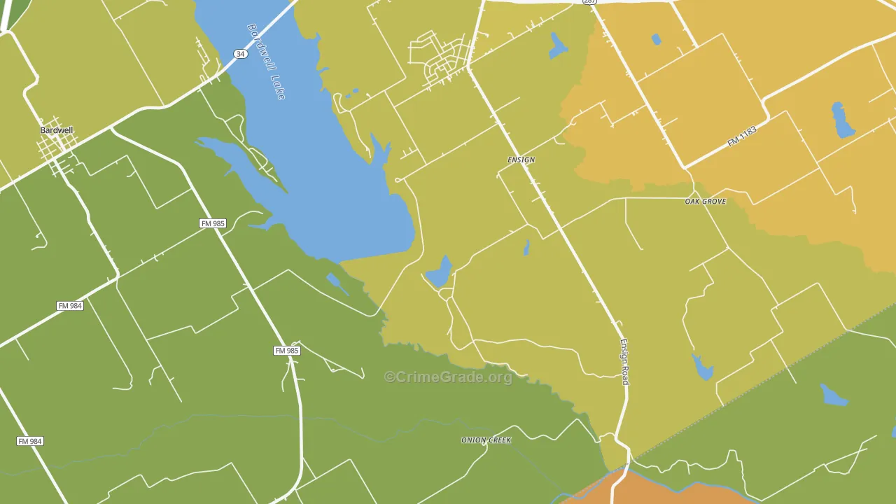 Ensign, TX Map of Vandalism Rates
