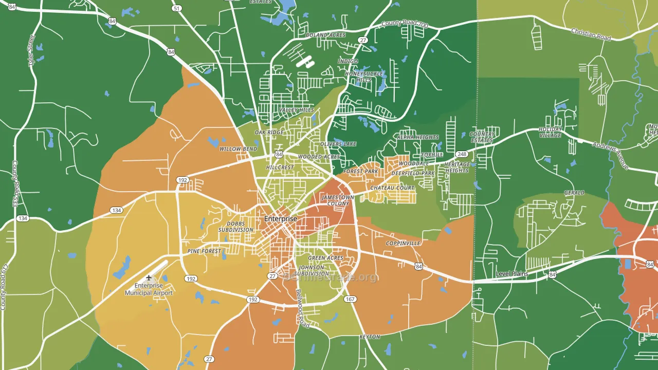 Enterprise, AL Map of Vandalism Rates