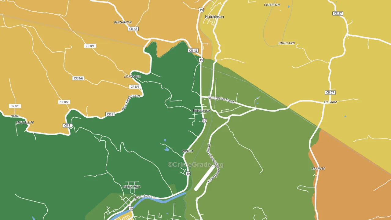 Enterprise, WV Map of Vandalism Rates