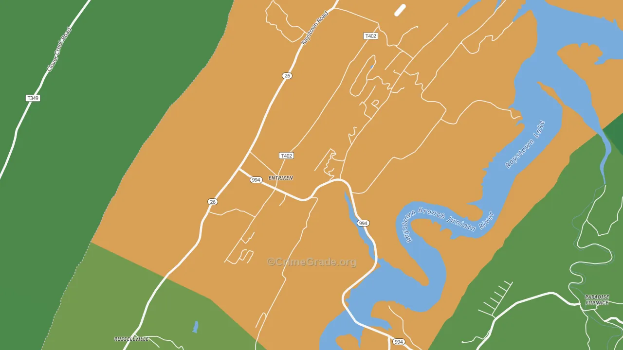 Entriken, PA Map of Vandalism Rates