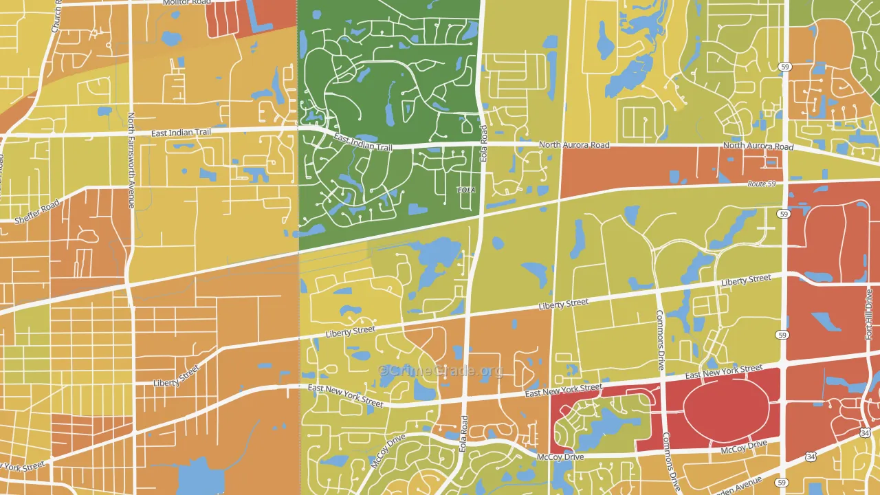 Eola, IL Map of Vandalism Rates