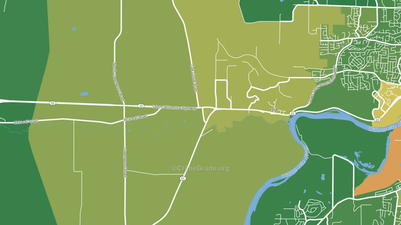 Eola, OR Map of Vandalism Rates