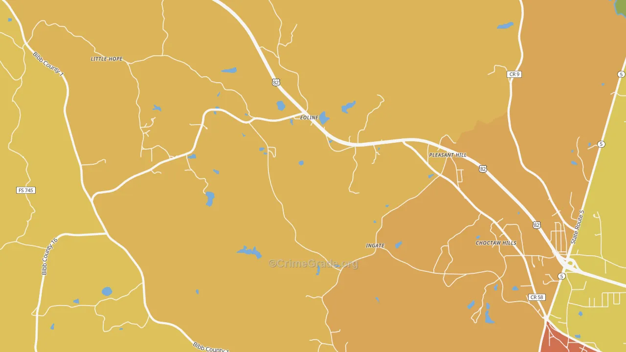Eoline, AL Map of Vandalism Rates