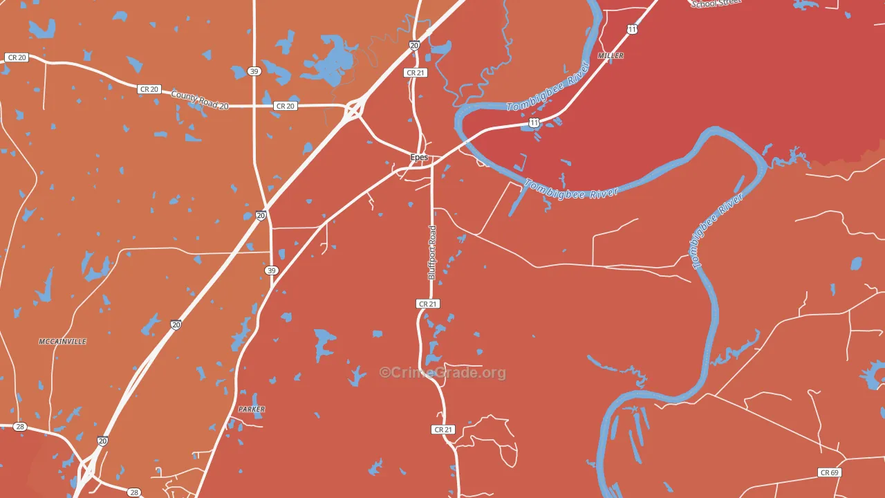 Epes, AL Map of Vandalism Rates