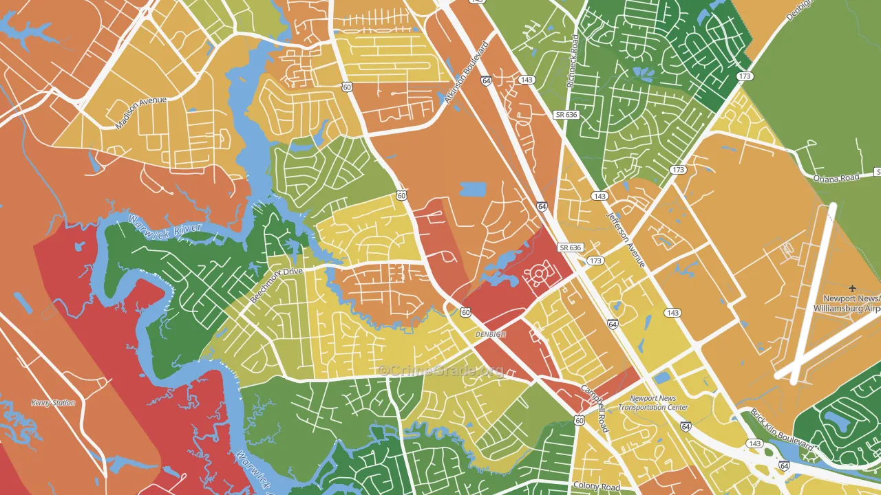 Epes, Newport News, VA Map of Vandalism Rates