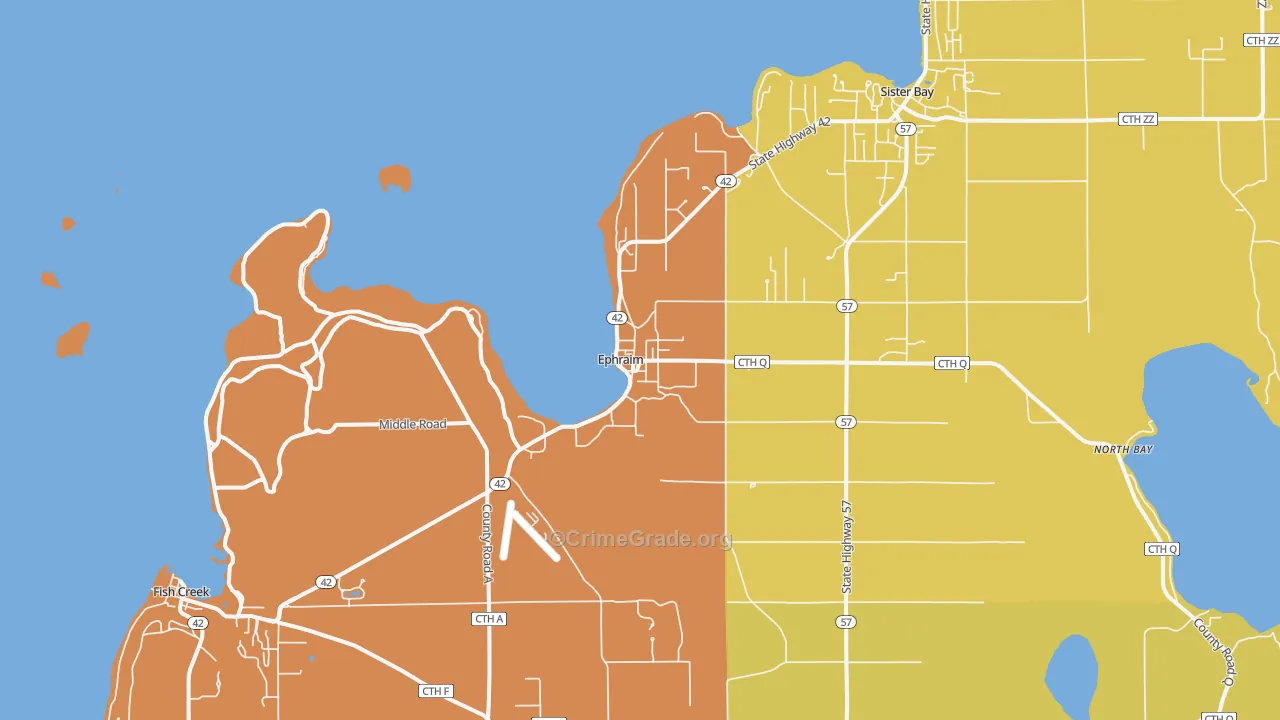 Ephraim, WI Map of Vandalism Rates