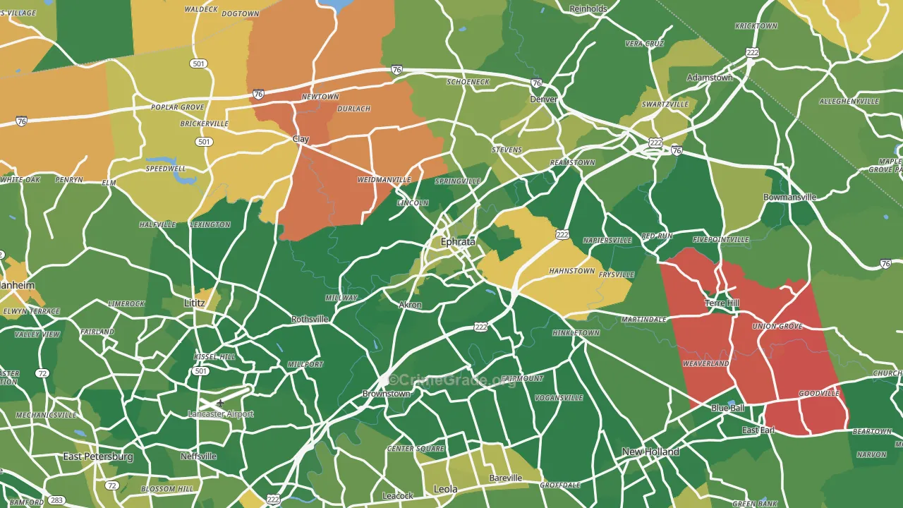 Ephrata, PA Map of Vandalism Rates