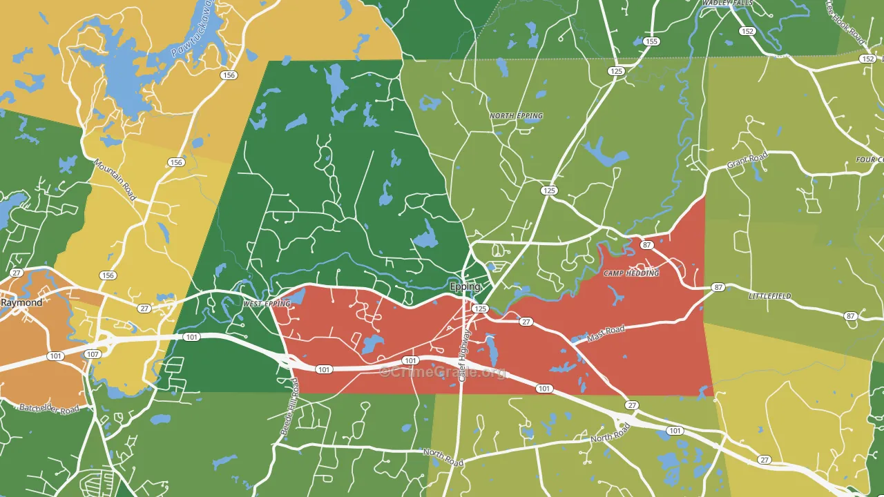 Epping, NH Map of Vandalism Rates