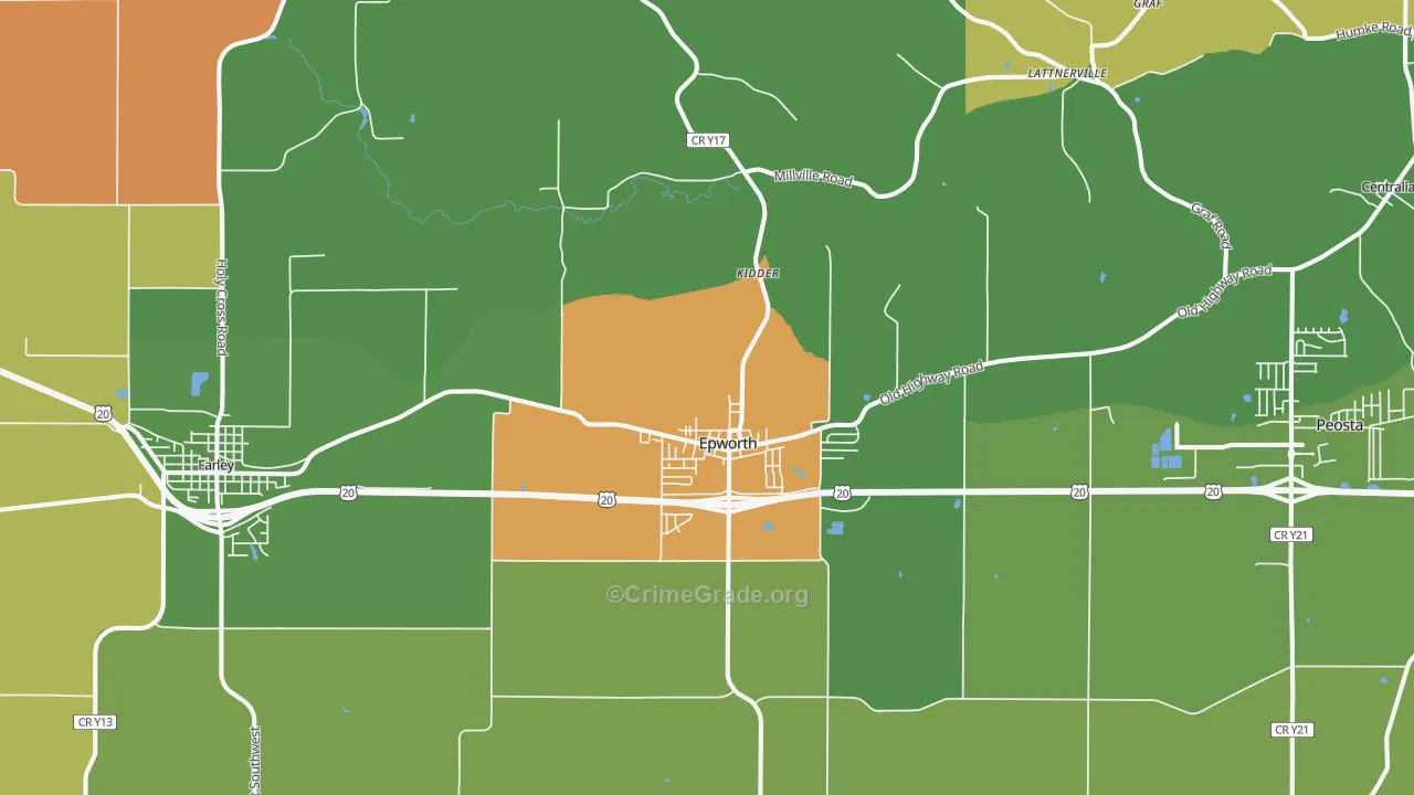 Epworth, IA Map of Vandalism Rates