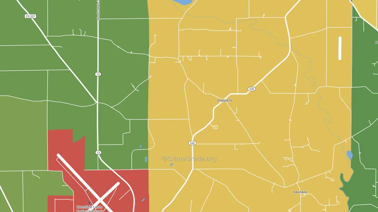 Epworth, OH Map of Vandalism Rates