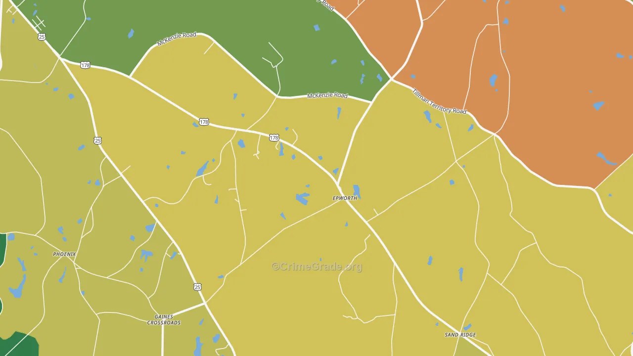 Epworth, SC Map of Vandalism Rates