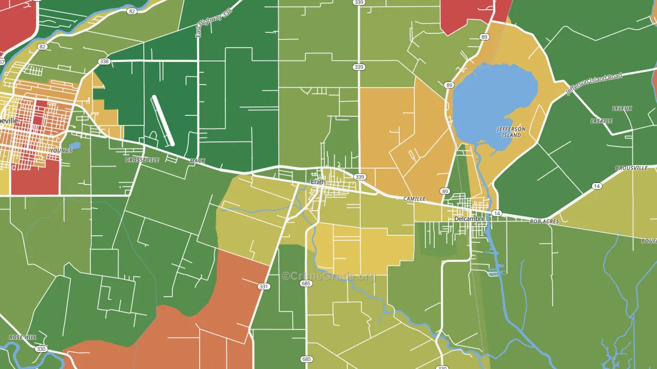 Erath, LA Map of Vandalism Rates