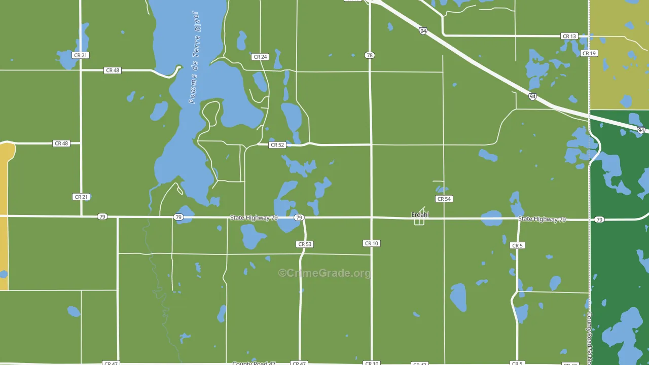 Erdahl, MN Map of Vandalism Rates