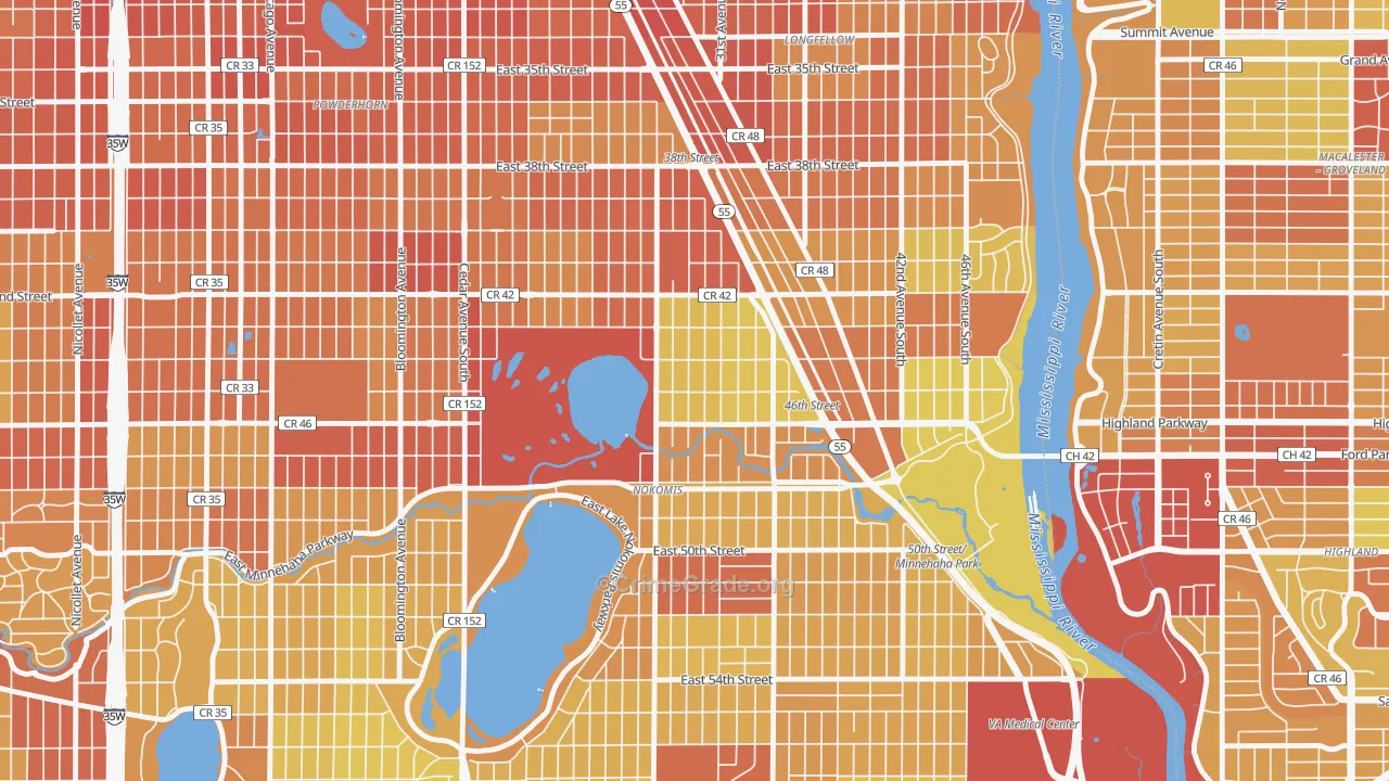 Ericsson, Minneapolis, MN Map of Vandalism Rates