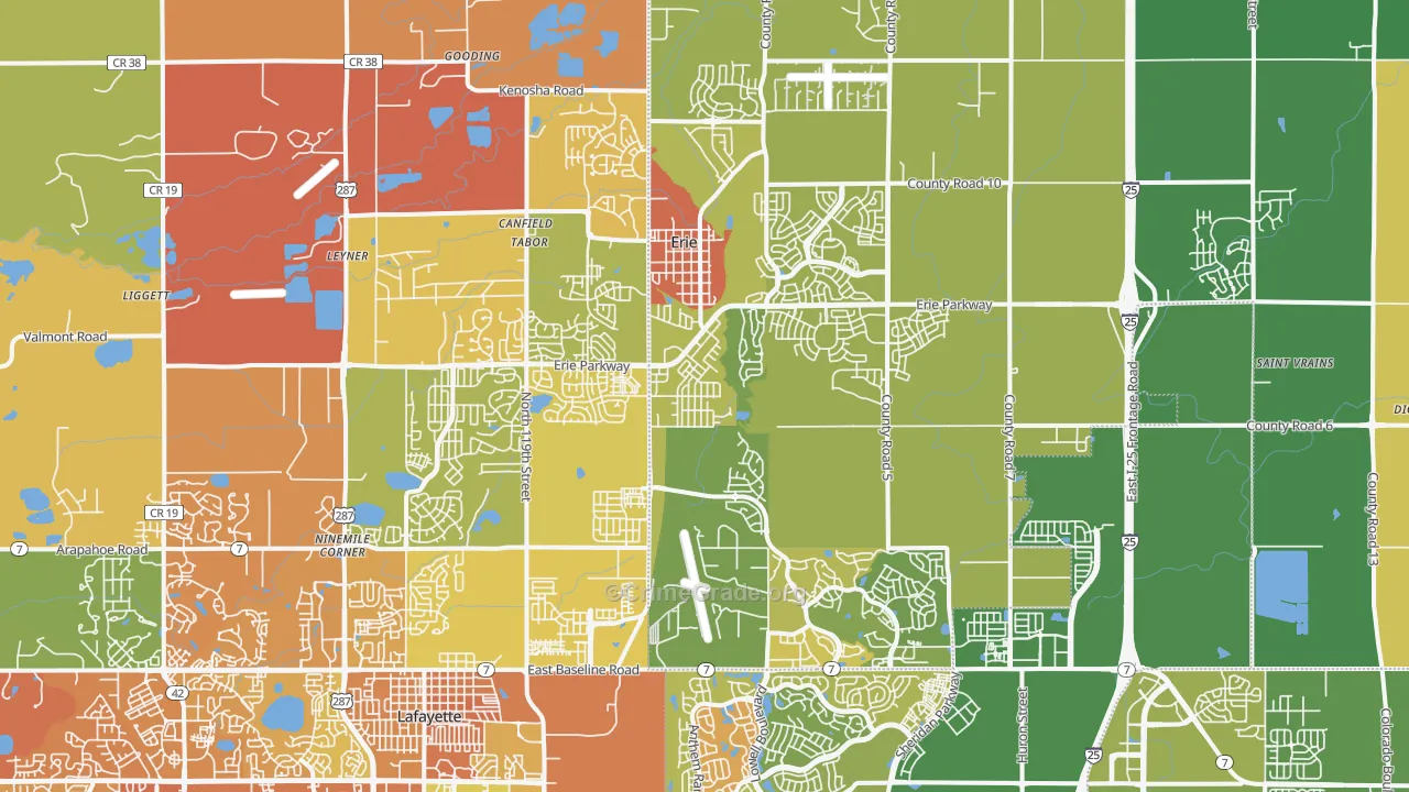 Erie, CO Map of Vandalism Rates
