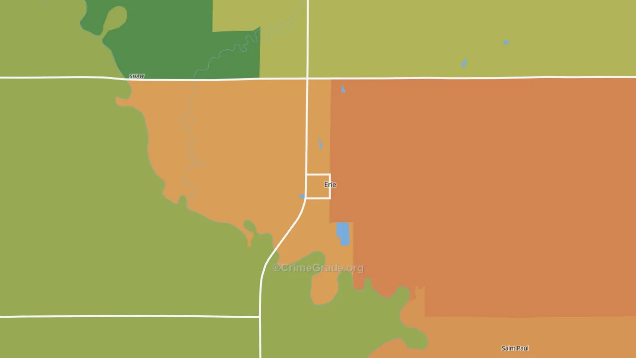 Erie, KS Map of Vandalism Rates