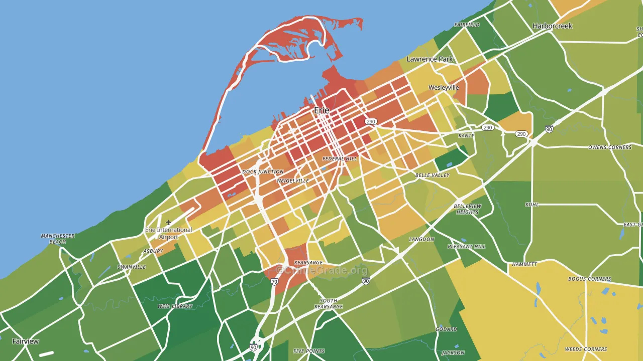 Erie, PA Map of Vandalism Rates