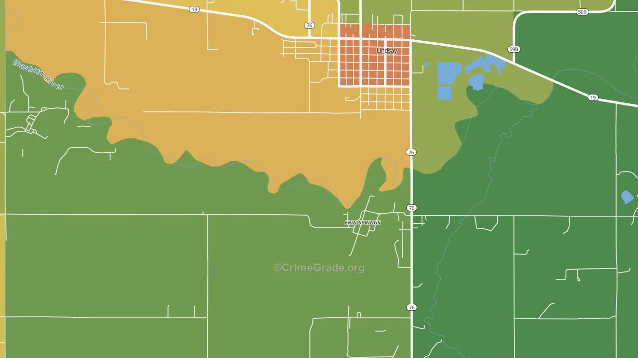Erin Springs, OK Map of Vandalism Rates