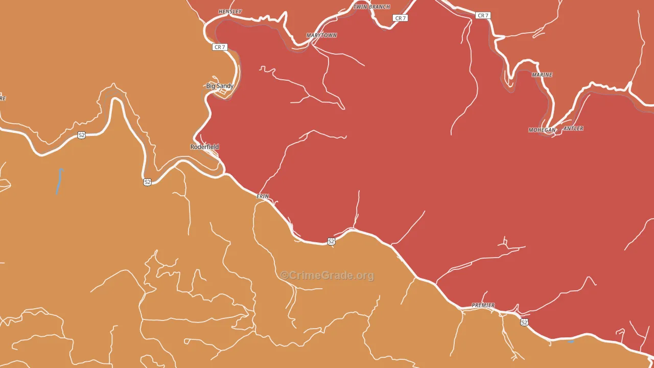 Erin, WV Map of Vandalism Rates