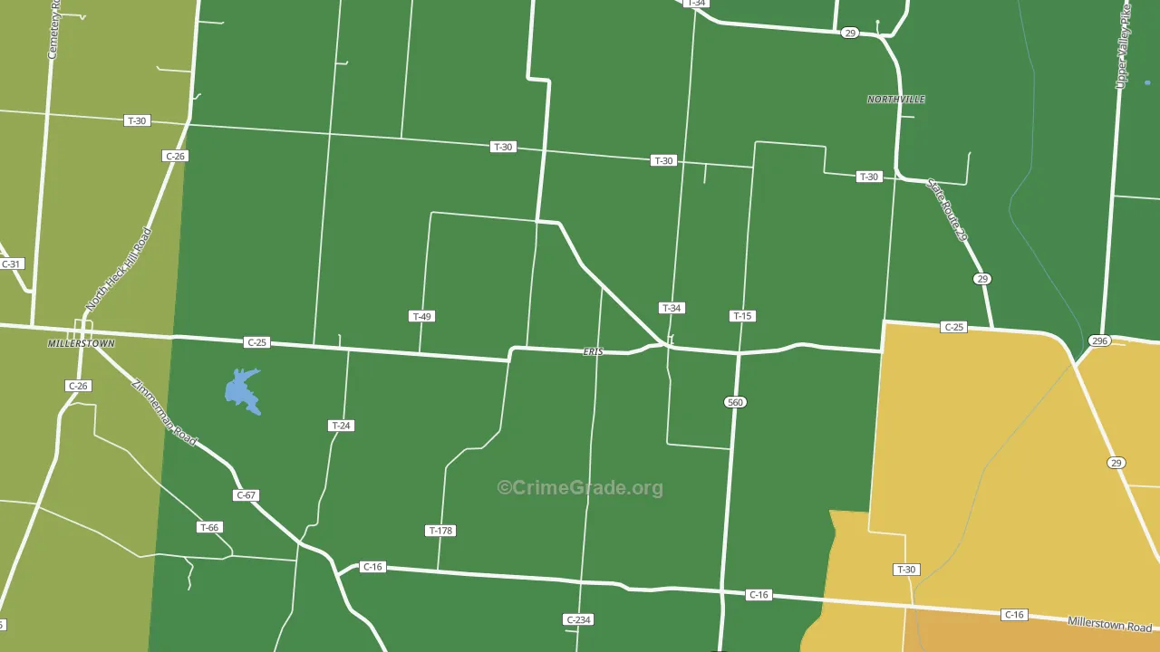 Eris, OH Map of Vandalism Rates