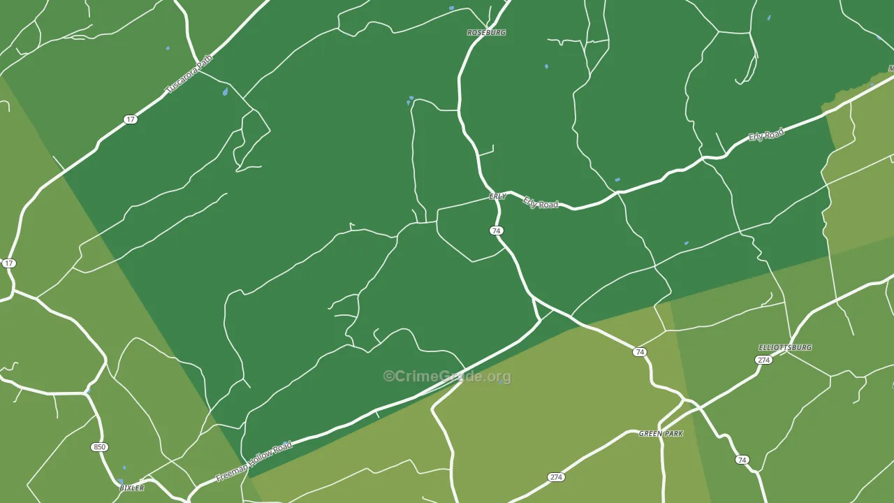Erly, PA Map of Vandalism Rates