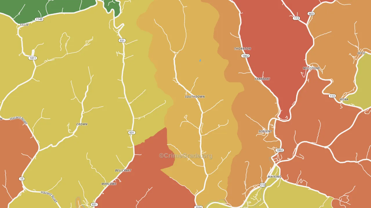 Ermine, KY Map of Vandalism Rates