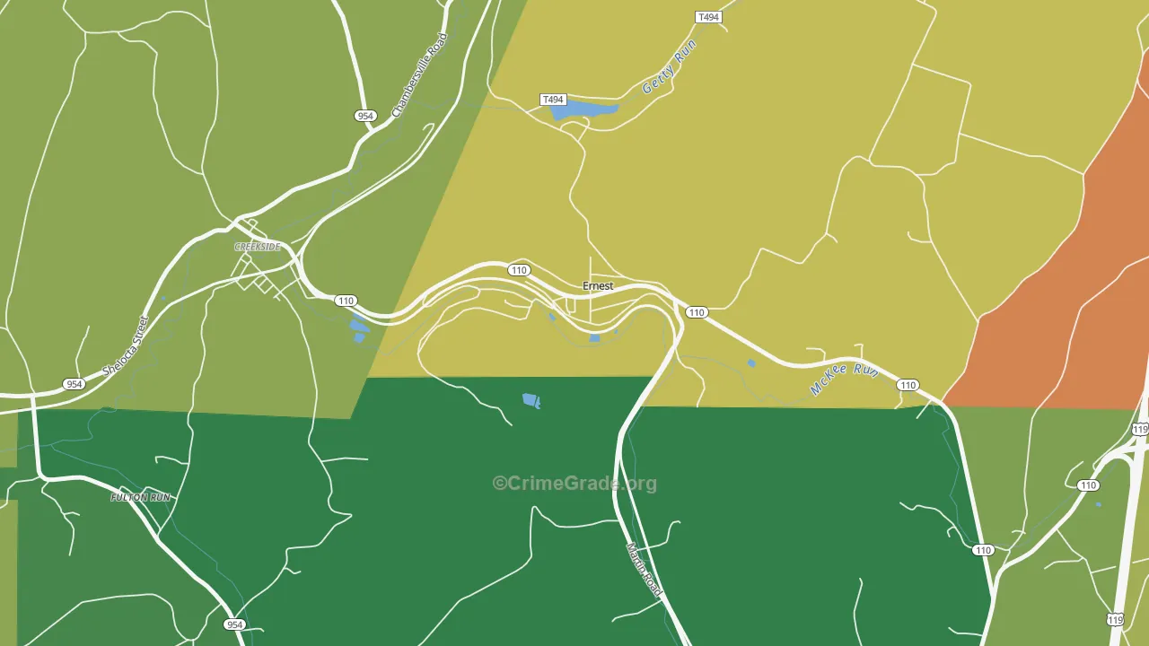 Ernest, PA Map of Vandalism Rates
