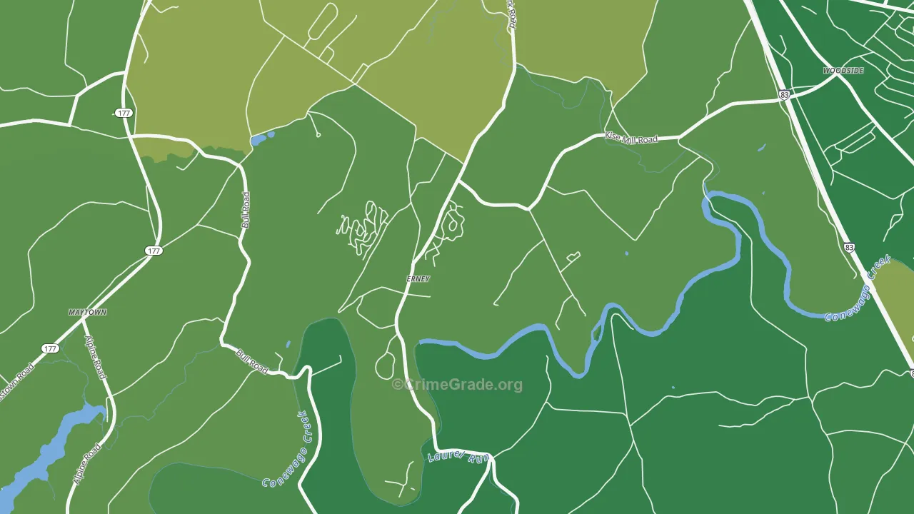 Erney, PA Map of Vandalism Rates