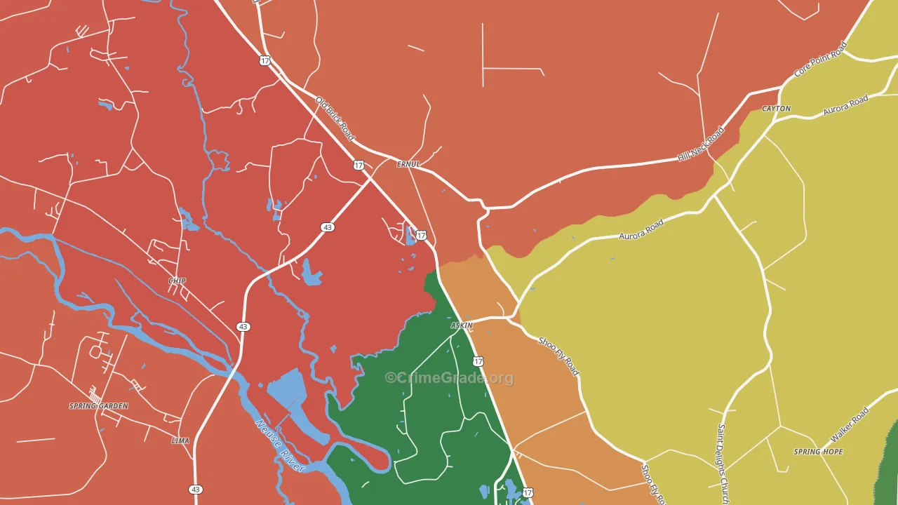 Ernul, NC Map of Vandalism Rates