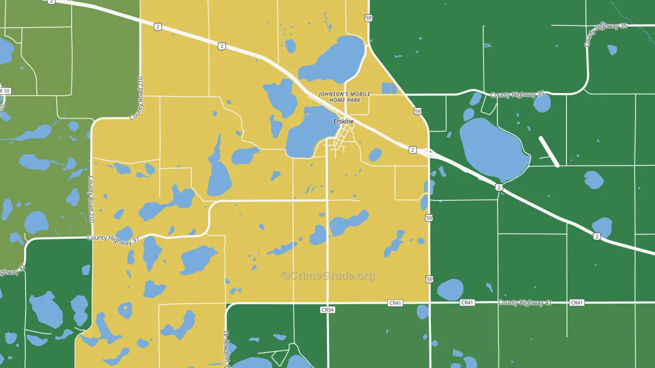 Erskine, MN Map of Vandalism Rates