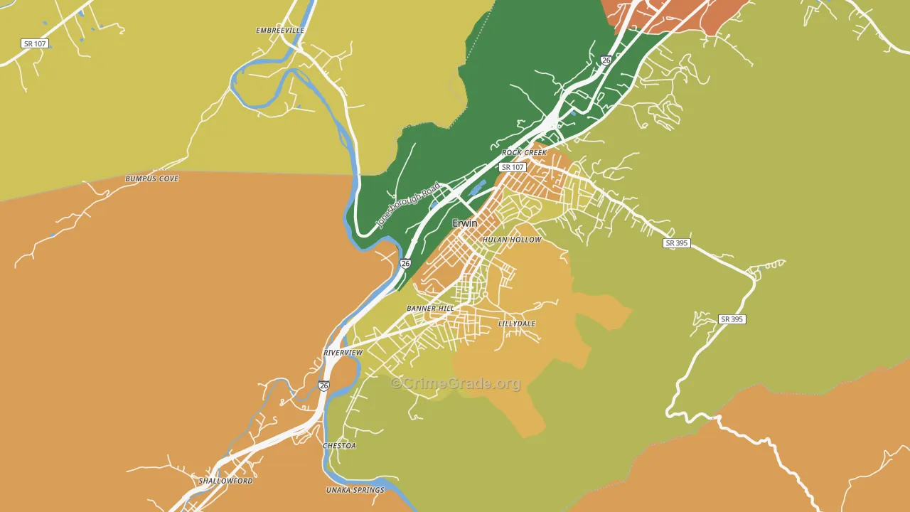 Erwin, TN Map of Vandalism Rates