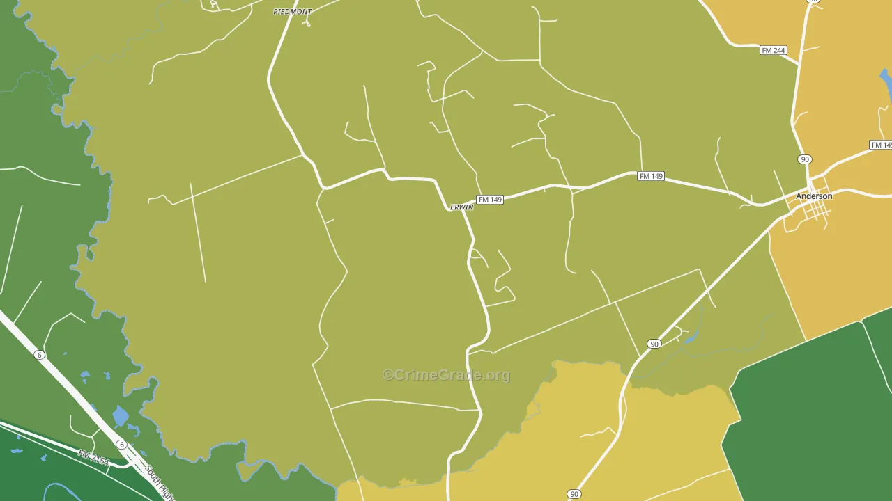 Erwin, TX Map of Vandalism Rates