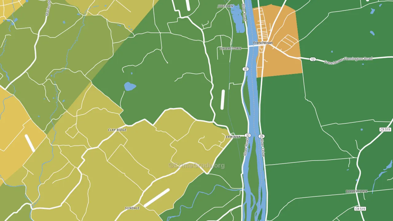 Erwinna, PA Map of Vandalism Rates