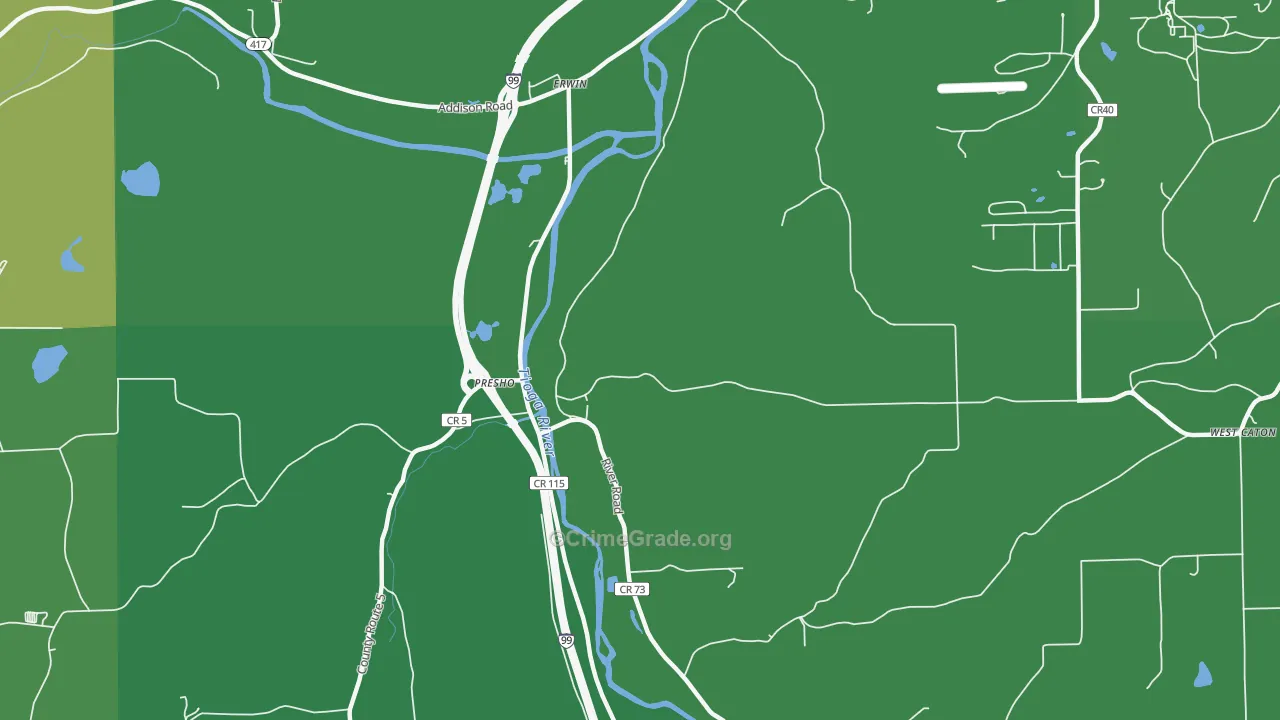 Erwins, NY Map of Vandalism Rates