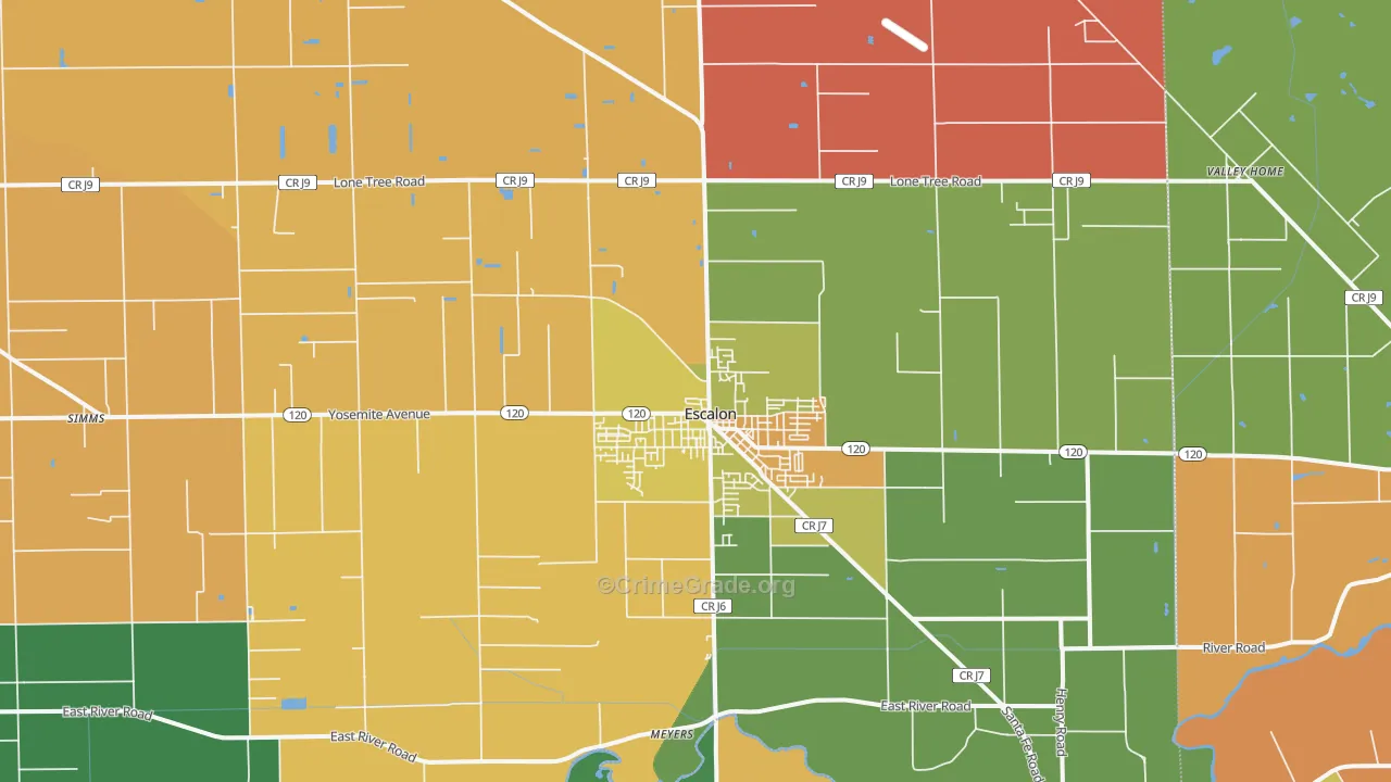 Escalon, CA Map of Vandalism Rates