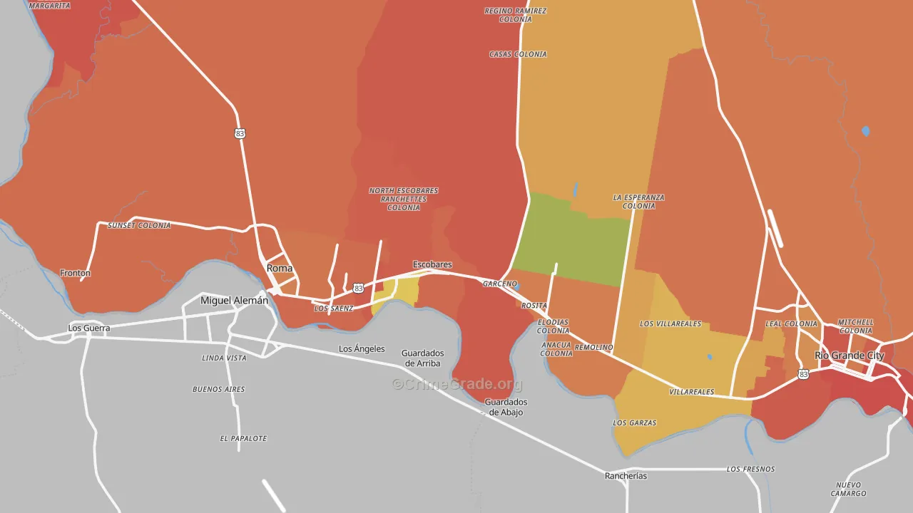 Escobares, TX Map of Vandalism Rates